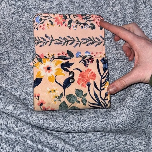 Vera Bradley Women's Cotton RFID Riley Compact Wallet Paradise Coral - Picture 3 of 8